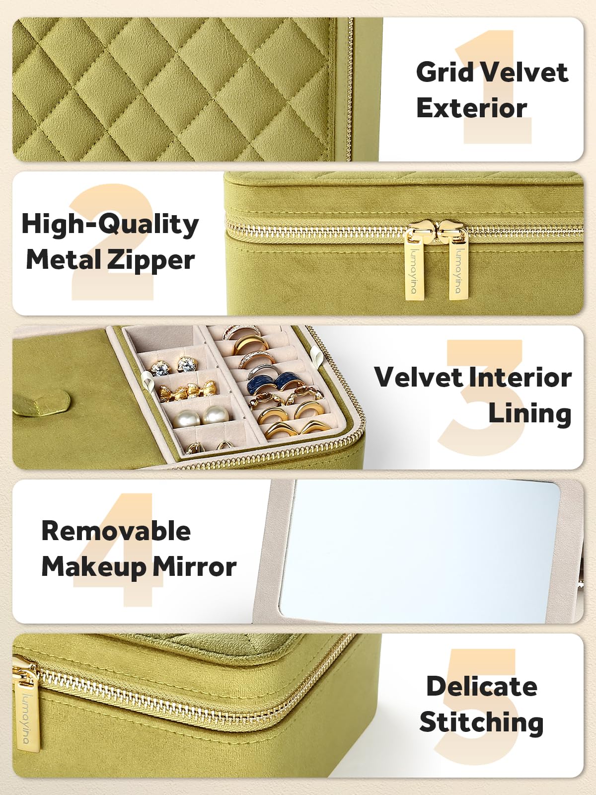 Coffret velours Rivano — détail